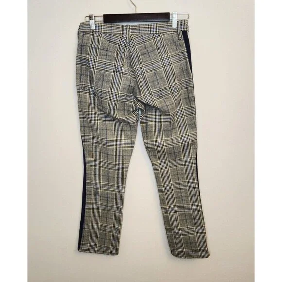 Mother The Insider Ankle Pants Sz 28 Black Blue White Houndstooth Stripe Denim